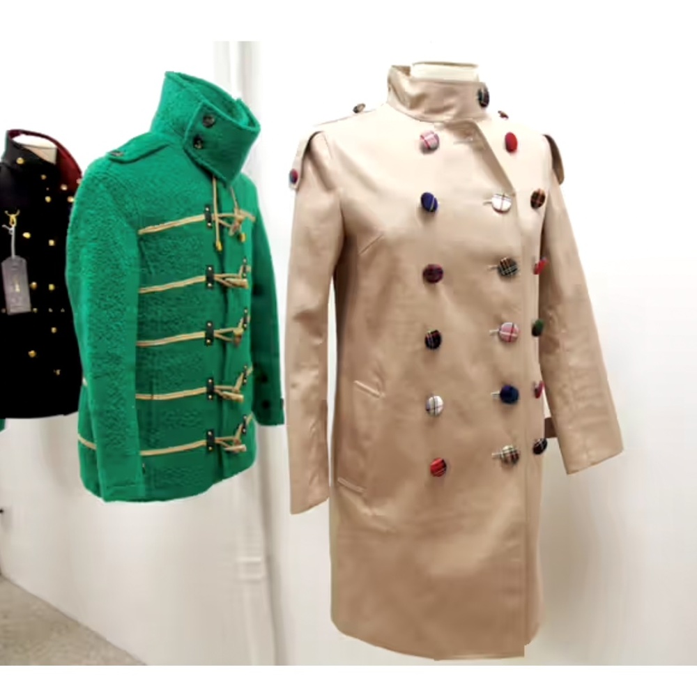 RAMDANE by Ramdame Touhami Trench Coat with Surplus Plaid Buttons - M - Picture 3 of 16
